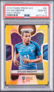 2018 Panini Prizm World Cup Soccer Kylian Mbappé Gold Prizm Rookie Card #80