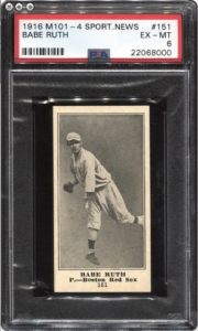 1916 M101-4 Sporting News Babe Ruth #151