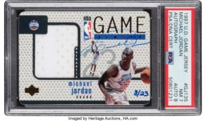 1997 Michael Jordan Upper Deck Game Jersey (Autograph) #GJ13S‍